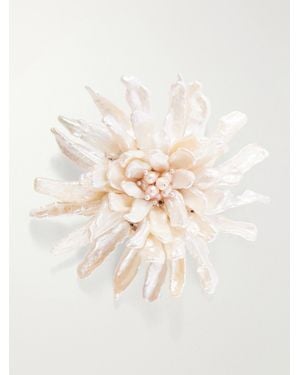 Jennifer Behr Blythe Pearl And Crystal Brooch - Natural