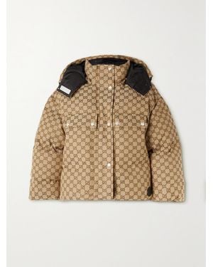 Gucci Gg Cotton Canvas Down Jacket - Brown