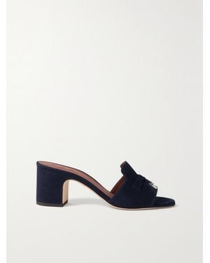 Loro Piana Summer Charms Embellished Suede Mules - Blue