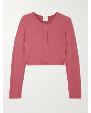Leset Cardigan Raccourci En Mailles Stretch Brossées Lauren - Rouge