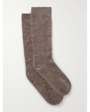 Lisa Yang Brushed-Cashmere Socks - Grey