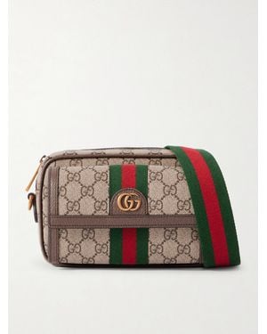 Gucci Ophidia Mini Leather-Trimmed Printed Coated-Canvas Messenger Bag - Natural