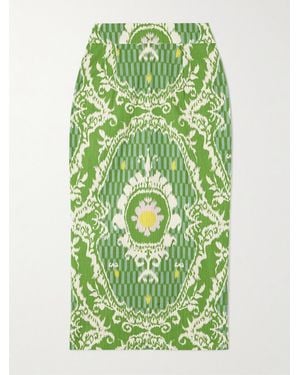 Marta Ferri Cipriani Printed Cotton Midi Skirt - Green