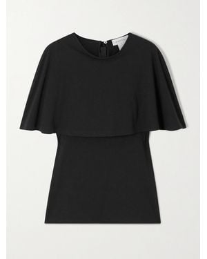 Lanvin Cape-Effect Cotton And Silk-Blend T-Shirt - Black
