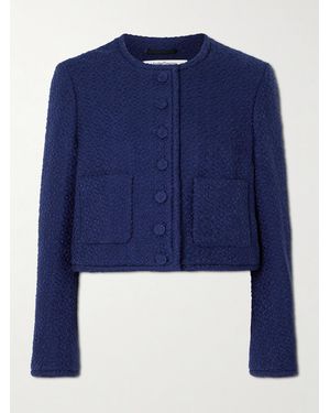 Another Tomorrow Cropped Organic Cotton-Tweed Jacket - Blue