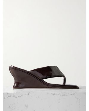 St. Agni Mules Aus Lackleder Mit Keilabsatz - Weiß