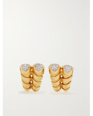 Marina B Trisolina Double 18-Karat Diamond Earrings - Metallic