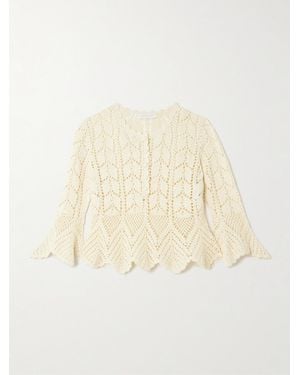 Zimmermann Awaken Scalloped Crocheted Cotton Top - Natural