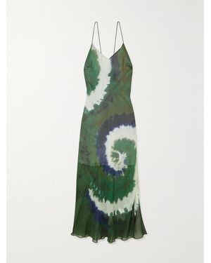 FRAME Julia Sarr-Jamois Midikleid Aus Seidenchiffon Mit Batikmuster - Grün