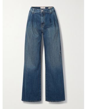Nili Lotan Flora Pleated High-Rise Wide-Leg Jeans - Blue