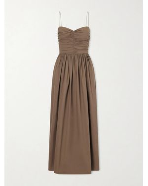 Matteau Gathered Organic Cotton-Poplin Midi Dress - Natural
