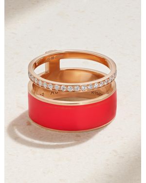 Repossi Berbere 18-Karat Rose, Lacquer And Diamond Ring - Red