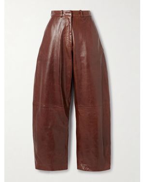 Nour Hammour Pantalon Barrel En Cuir - Violet