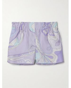 PUCCI Shorts Aus Bedrucktem Seiden-Twill - Lila