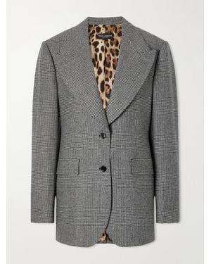 Dolce & Gabbana Prince Of Wales Wool And Cashmere-Blend Blazer - Grey
