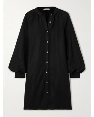 lemlem Meaza Belted Linen And Tencel Lenzing Modal-Blend Mini Dress - Black