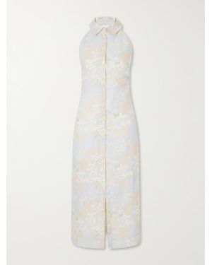 BERNADETTE Cici Jasmin Floral-Print Linen Halterneck Midi Dress - White