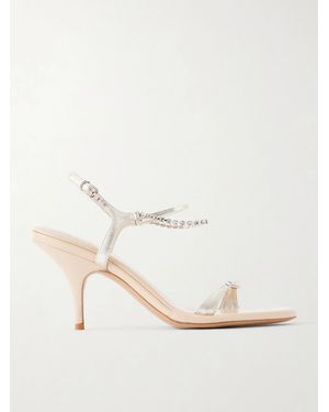 Chloé Crystal-Embellished Metallic Leather Sandals - Natural