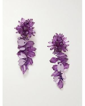 Oscar de la Renta Boucles D'Oreilles Clip En Métal Doré Et Perles - Rose