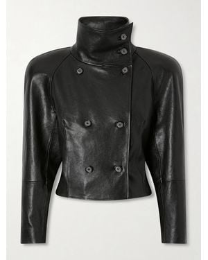 Magda Butrym Double-Breasted Leather Jacket - Black