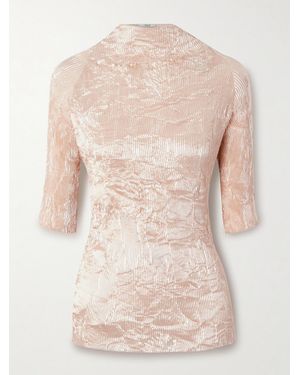 FFORME Dahlia Crinkled Plissé-Satin Blouse - Natural