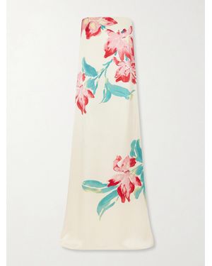 Rebecca Vallance Sunblush Bloom Floral-Print Silk Gown - White
