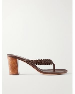 Gianvito Rossi Ubud 70 Braided Leather Thong Sandals - Natural