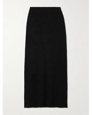 arch4 Lisa Ribbed Cashmere Maxi Skirt - Black