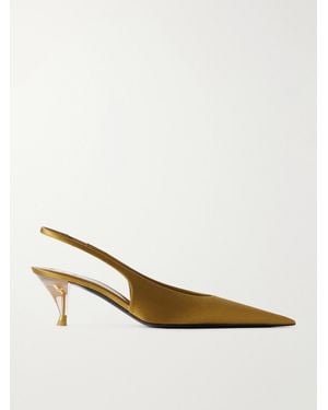 Saint Laurent Fanny 55 Crepe-Satin Slingback Court Shoes - Natural