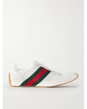Gucci Tempo Web-Detailed Suede-Trimmed Mesh Trainers - White