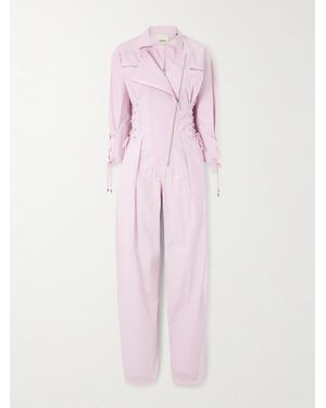 Isabel Marant Irianna Lace-Up Pleated Cotton-Canvas Jumpsuit - Pink
