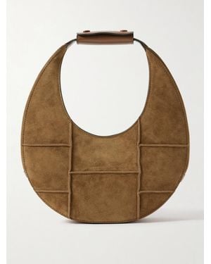 STAUD Sac À Main En Daim À Finitions En Cuir Moon - Marron
