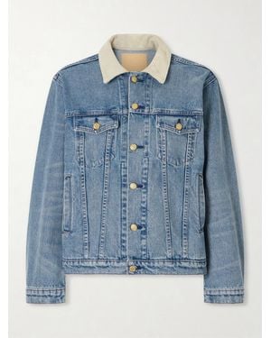 B Sides Eth Suede-Trimmed Denim Jacket - Blue