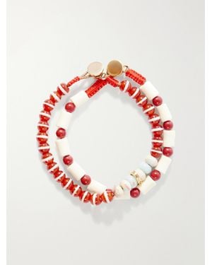 Roxanne Assoulin Set Of Two Paprika Agate Beaded Bracelets - Red
