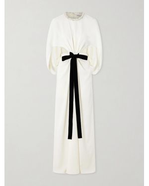 Jonathan Simkhai Annette Cape-Effect Crystal-Embellished Crepe Gown - White