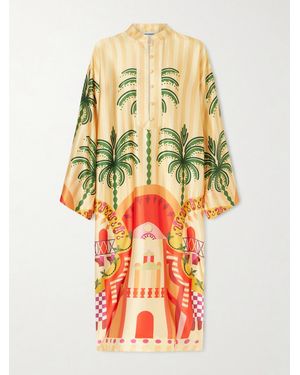 Christiano Marchelli Fiorenza Printed Silk-Satin Kaftan - White
