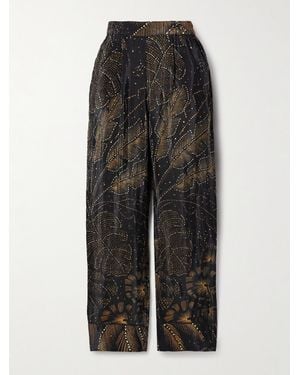 FARM Rio Pantalon Droit En Crêpe De Chine Imprimé À Cristaux - Noir