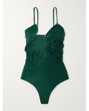Christopher Esber Venus Faux Pearl-Embellished Cutout Stretch-Jersey Bodysuit - Green