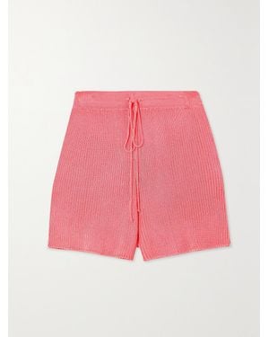 Calle Del Mar Net Sustain Ribbed-Knit Shorts - Pink