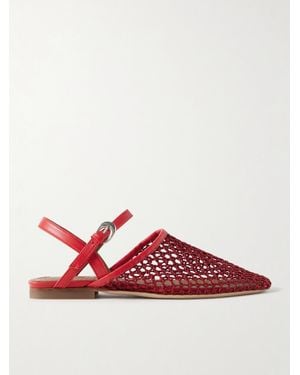 STAUD Chaussures Plates À Brides Arrière En Crochet Et En Cuir Rete - Rouge