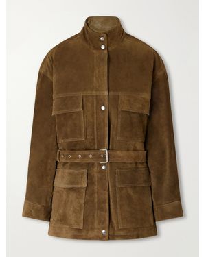 Arma Delore Belted Panelled Suede Jacket - Brown