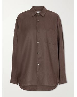 Ssstein Oversized Linen Shirt - Brown