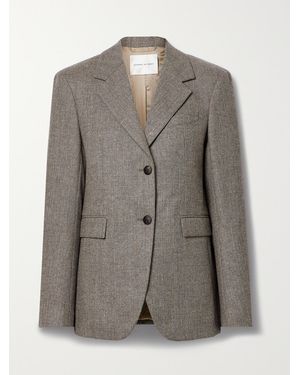 Veronica de Piante Enrico Herringbone Pinstriped Wool And Cashmere-Blend Blazer - Grey