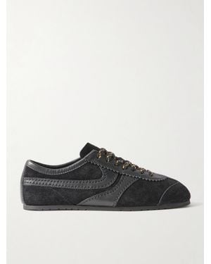 Dries Van Noten Leather-Trimmed Suede Trainers - Black