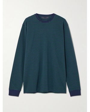 Tibi Striped Cotton-Jersey T-Shirt - Blue
