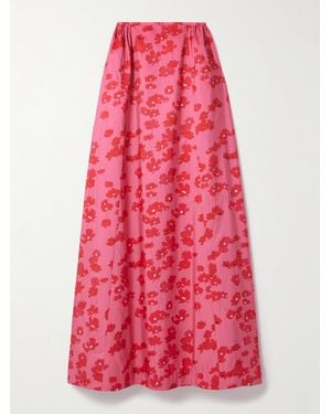 BERNADETTE Elle Floral-Print Taffeta Maxi Skirt - Red