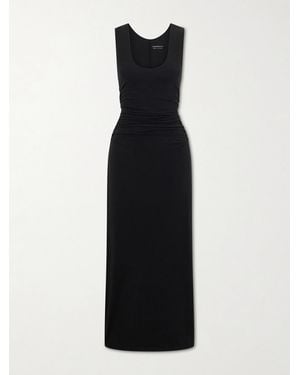 Another Tomorrow Ruched Stretch-Jersey Maxi Dress - Black