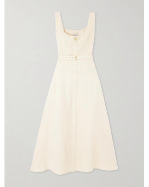 LeKasha Subu Belted Linen Midi Dress - Natural