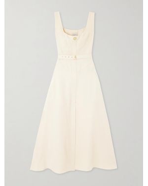 LeKasha Subu Midikleid Aus Leinen Mit Gürtel - Natur