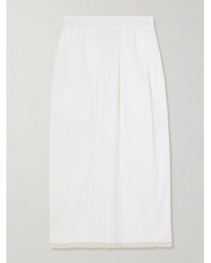 Maria McManus Lace-Trimmed Poplin Midi Skirt - White